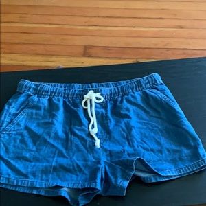 Aerie drawstring dark wash denim shorts size large